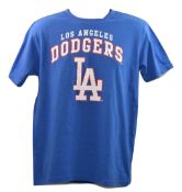 Brand New Men's Official Athletic LA Dodgers Crew Neck Medium Short Sleeve T-Shirt in Blue RRP £40