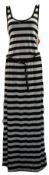 Brand New Ladies Cristina B Long Striped Belted Maxi Medium Dress RRP £20