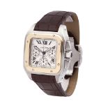 Cartier Santos 100 Chronograph Stainless Steel & 18K Yellow Gold - 2740