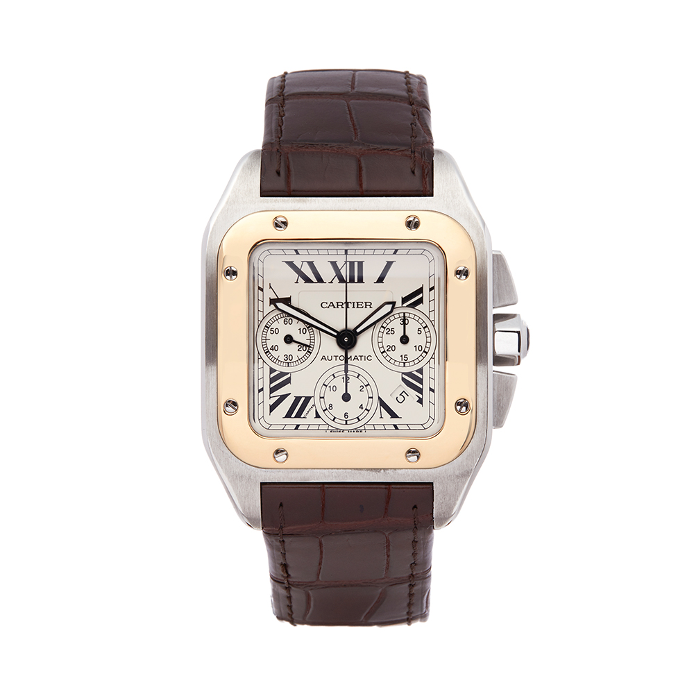 Cartier Santos 100 Chronograph Stainless Steel & 18K Yellow Gold - 2740 - Bild 2 aus 6