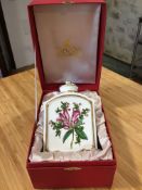 Spode Stafford Flowers, tea caddy, floral decoration with gilt
