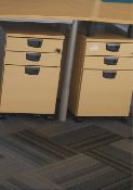 10 x 3 Drawer Under Desk Filing Cabinets on Wheels (with keys). - Please note that all stock must be