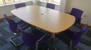 1 x Conference Table with Round Ends + 6 Chairs. Chairs are stackable. In excellent condition. 2 x