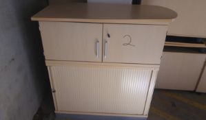 1 x Wood Office Cabinet with Two Door Storage (with keys) - Sliding door cabin underneath. Comes