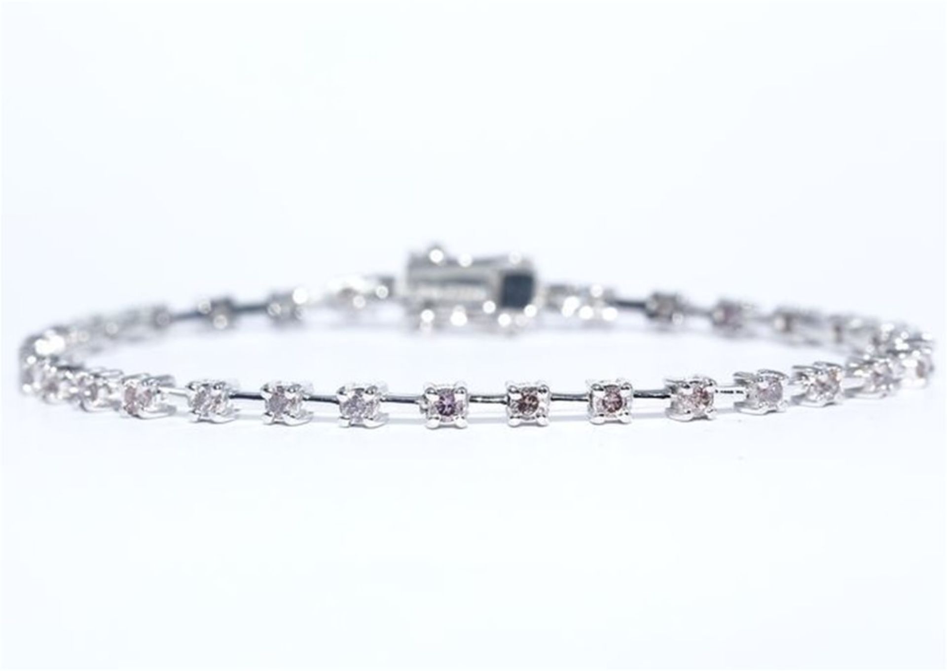 14 K / 585 White Gold & Pink Diamond Tennis Bracelet