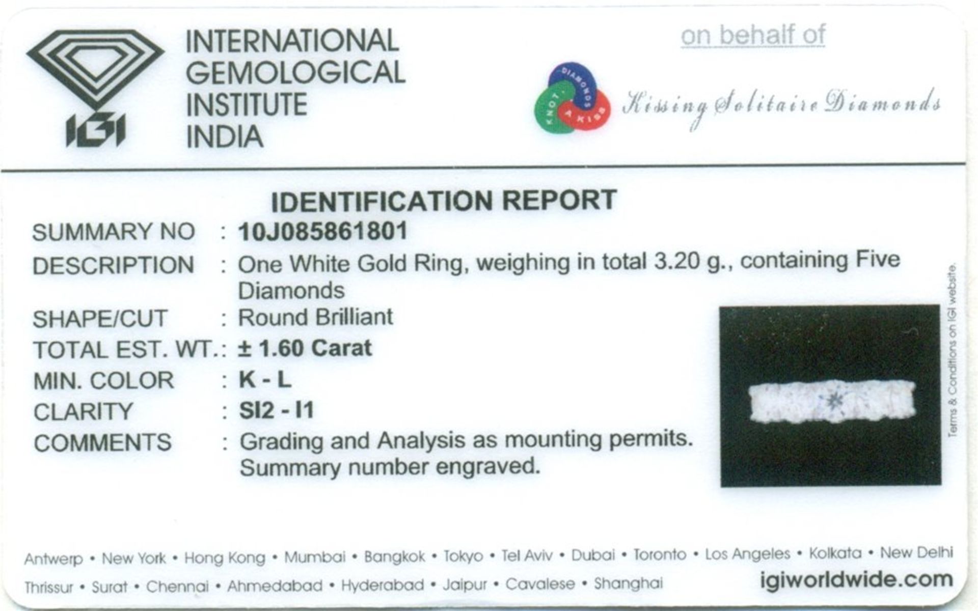 IGI Certified 14 K / 585 White Solitaire Diamond Ring - Image 4 of 7