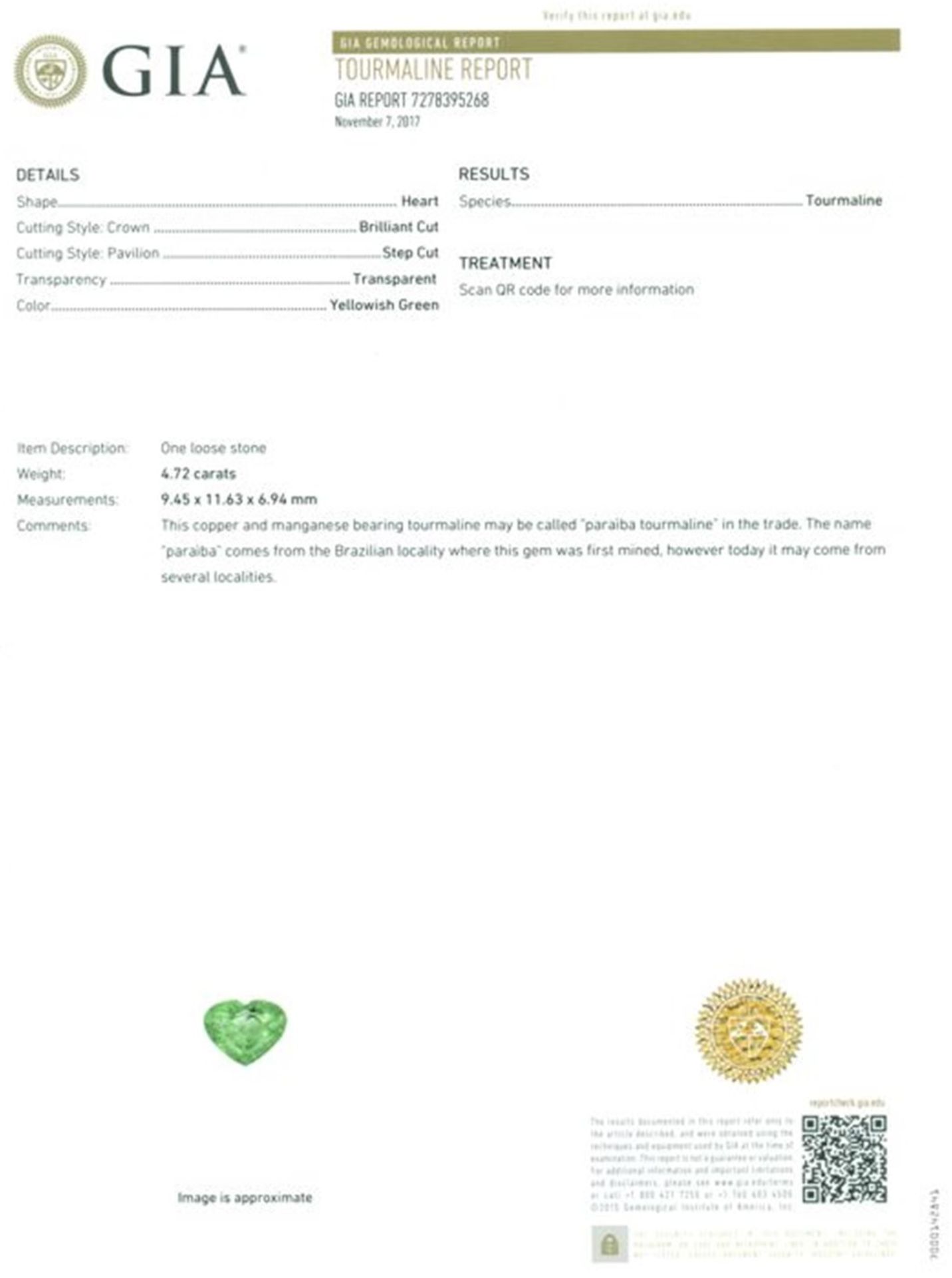 GIA Certified 4.72 ct. Paraiba Tourmaline - Image 4 of 6