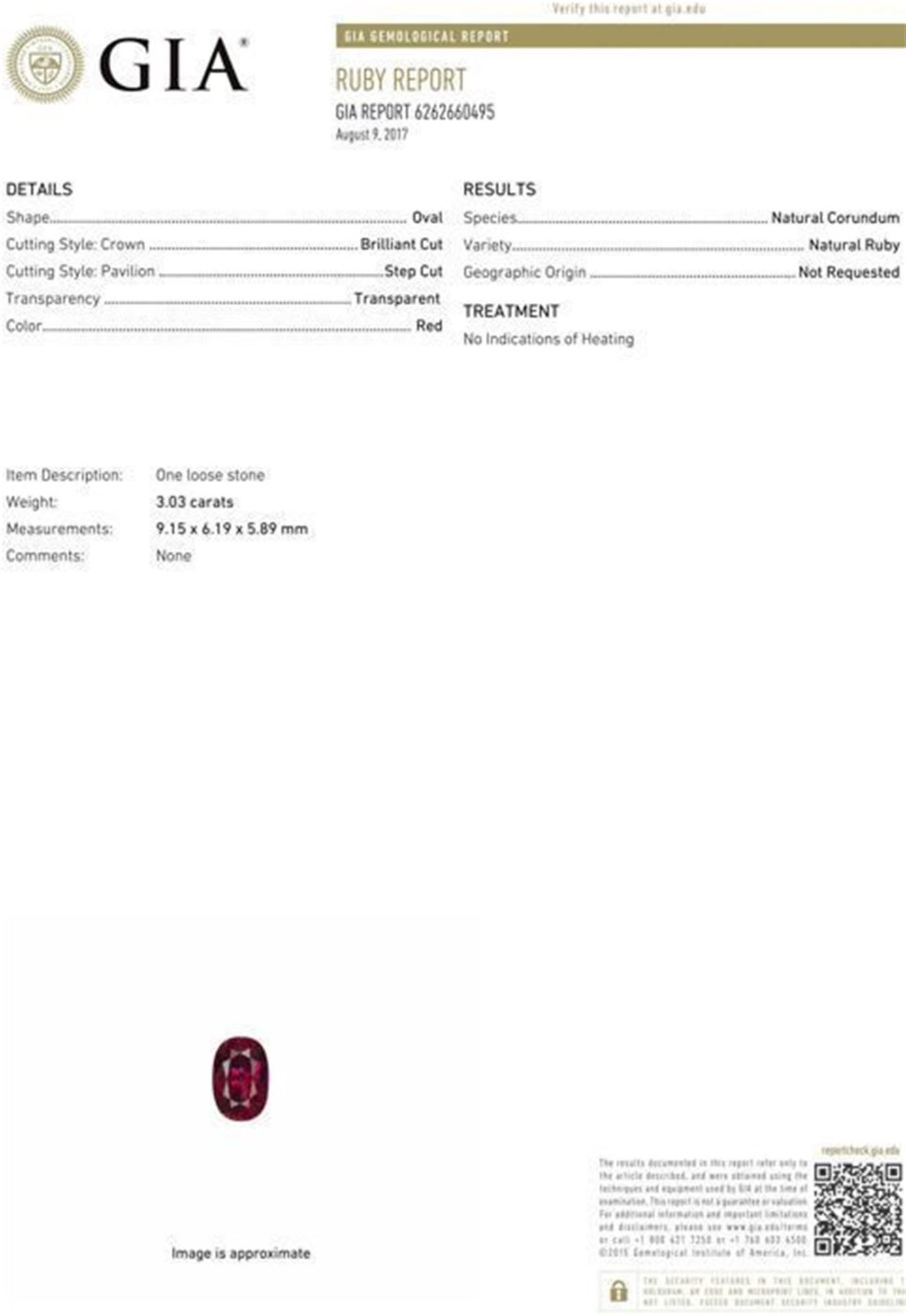 GIA certified 3.03 ct. Ruby Untreated - Image 4 of 10
