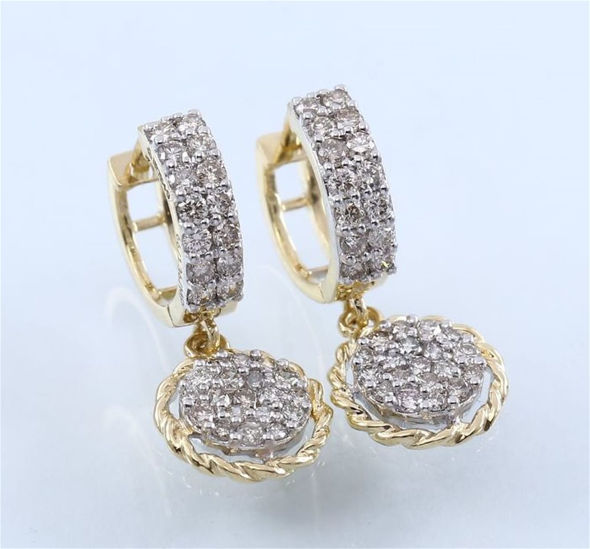 IGI Certified 18 K / 750 Yellow Gold Diamond Earrings - Image 3 of 7
