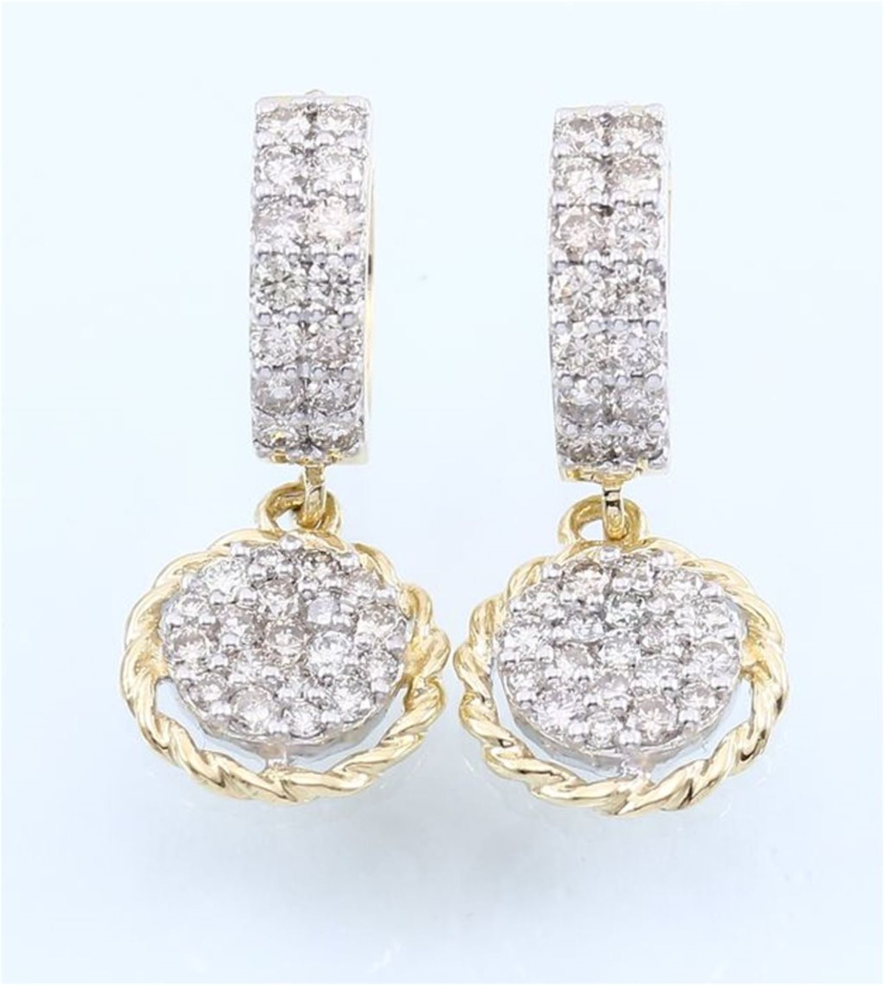 IGI Certified 18 K / 750 Yellow Gold Diamond Earrings