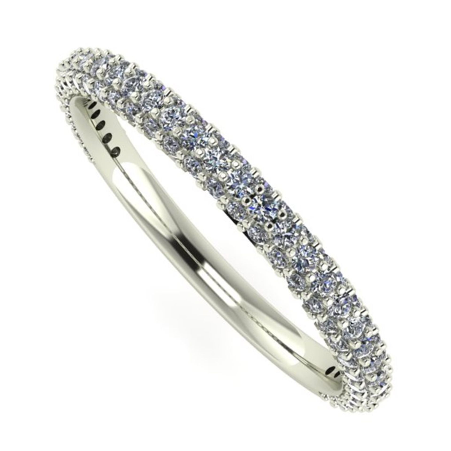 14 K / 585 White Gold 3 Row Half Eternity Diamond Ring