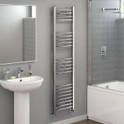 (AA5) 1600x400mm - 20mm Tubes - Chrome Curved Rail Ladder Towel Radiator. Made from chrome plated