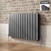 (AZ123) 600x980mm Anthracite Double Flat Panel Horizontal Radiator. RRP £349.99. Made with low