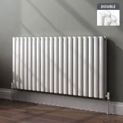 (AA14) 600x1200mm Gloss White Double Panel Oval Tube Horizontal Radiator. RRP £359.99. Made from