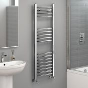(AZ31) 1200x400mm - 20mm Tubes - Chrome Curved Rail Ladder Towel Radiator. Made from chrome plated