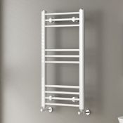 (C43) 800x450mm White Straight Rail Ladder Towel Radiator. Finished with a high quality white powder