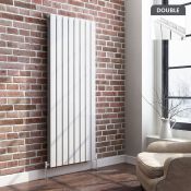 (AZ124)1600x608mm Gloss White Double Flat Panel Vertical Radiator. RRP £579.99. Made from high