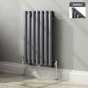 (AA50) 600x420mm Anthracite Single Panel Oval Tube Horizontal Radiator. Made from high quality low