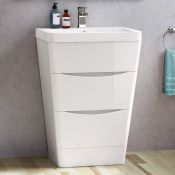 (AZ3)600mm Austin II Gloss White Built In Basin Drawer Unit - Floor Standing. RRP £499.99. COMES