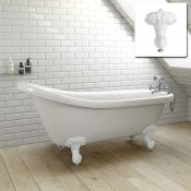 (C136) 1550mm Cambridge Traditional Roll Top Slipper Bath - White Ball Feet. RRP £799.99. Showcasing