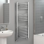 (AZ32) 1200x500mm - 20mm Tubes - Chrome Curved Rail Ladder Towel Radiator. Made from chrome plated