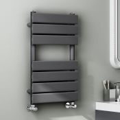 (AZ29) 650x400mm Anthracite Flat Panel Ladder Towel Radiator. RRP £199.99. Made with low carbon