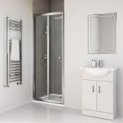 (Y84) 800mm - Elements Bi Fold Shower Door. RRP £299.99. 4mm Safety Glass Fully waterproof tested