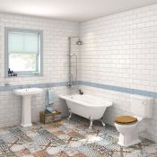 (Z185) 1510mm Victoria Traditional Roll Top Back to Wall Bath - Dragon Feet. RRP £699.99. 10 Year