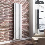 (Y1) 1800x452mm Gloss White Double Flat Panel Vertical Radiator. Safety tested at 10 bar pressure.
