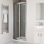 (V108) 900mm - Elements Bi Fold Shower Door. RRP £299.99. 4mm Safety Glass Fully waterproof tested