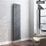(U204) 1600x376mm Anthracite Single Flat Panel Vertical Radiator. RRP £239.99. Made from low