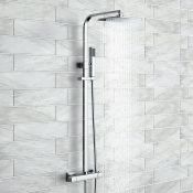 (K78) Square Exposed Thermostatic Shower Kit & Medium Head- Harper. MRRP £249.99. Angled, slim and