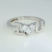 IGI Certified 14 K / 585 White Gold - " I Love You " Designer Diamond Ring