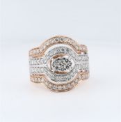 IGI certified 18 K / 750 Rose and White Gold Designer Diamond Ring