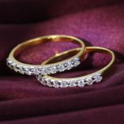 14 K / 585 Yellow Gold Diamond Band Rings (Set of 2)