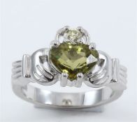 14 K / 585 White Gold Alexandrite (IGI Certified) and Diamond Ring