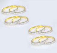 14 K/ 585 Yellow Gold Set of 8 Diamond Band Rings