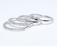 14 K /585 White Gold Set of 4 Diamond Rings Made for each other