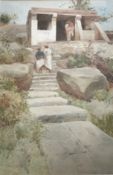 Carleton Alfred Smith R.I (British 1853 -1946) Watercolour “Indian Temple steps”