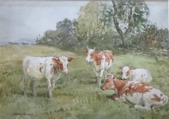 John Murray Thomson (Scottish 1885-1974) R.S.A ,R.S.W, P.S.S.A watercolour Grazing Cattle