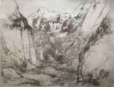 Donald Shaw Maclaughlan (Canadian 1876-1938) “Lauterbrunnen” Swiss Alps signed etching