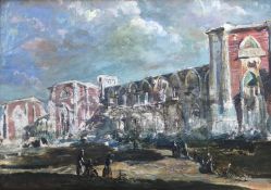 Kenneth Green 1905-1986 Suffolk artist Large oil painting “city wall”