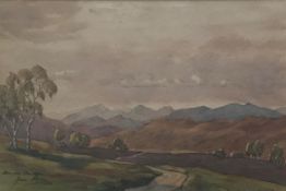 James Ritchie fl circa 1947 watercolour Storm over Glen Affric