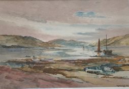 James Morris 1857-1942 Exhibited R.S.A Watercolour moored boat