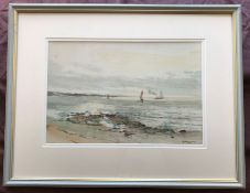James Morris 1857-1942, Exhibited R.S.A Watercolour Boats off the Scottish coast