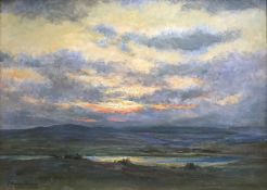 John Murray Thomson Scottish 1885-1974) R.S.A ,R.S.W, P.S.S.A Oil “Winter sunset”