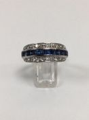 Sapphire and diamond triple row ½ eternity ring