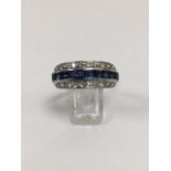 Sapphire and diamond triple row ½ eternity ring