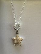 925 Italy Silver Chain Belcher Necklace Austrian Swarovski pave light silk peach star charm
