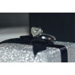Heart cut diamond ring mounted on 18ct white gold band